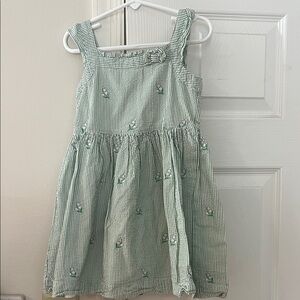Janie and Jack Green Striped Dress with Floral Accents